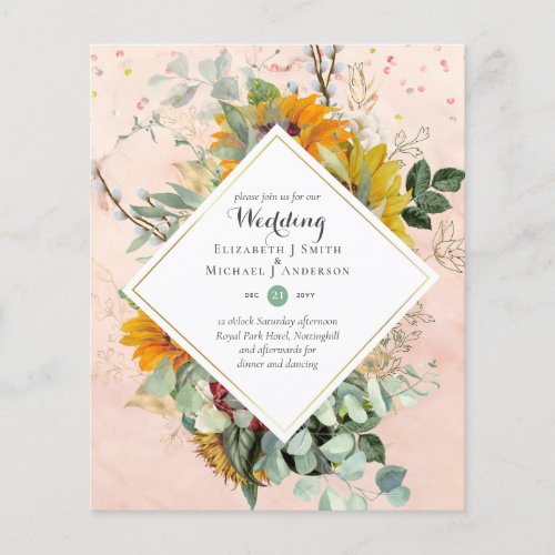 Rustic Sunflowers Eucalyptus Greenery Wedding Inv Flyer