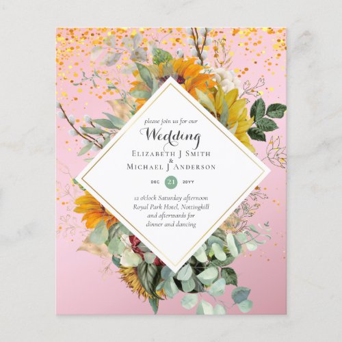 Rustic Sunflowers Eucalyptus Greenery Wedding Inv Flyer