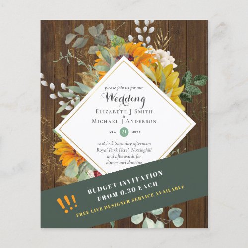 Rustic Sunflowers Eucalyptus Greenery Wedding Inv Flyer