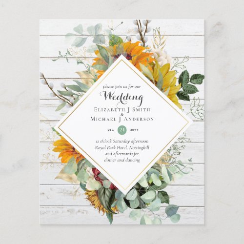 Rustic Sunflowers Eucalyptus Greenery Wedding Inv Flyer