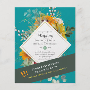 Rustic Sunflowers Eucalyptus Greenery Wedding Inv. Flyer