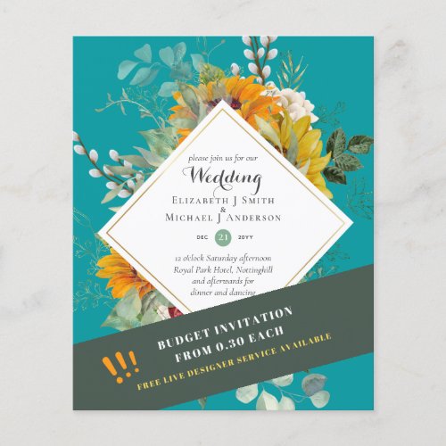 Rustic Sunflowers Eucalyptus Greenery Wedding Inv Flyer