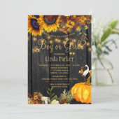 Rustic sunflowers fall baby shower gender reveal invitation (Standing Front)