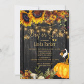 Rustic sunflowers fall baby shower gender reveal invitation (Front)