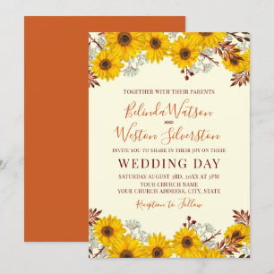 Rustic Sunflowers Fall Wedding Invitation