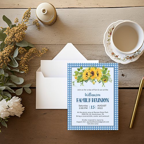 Rustic Sunflowers  Family Reunion Invitation 