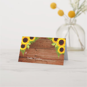 Rustic Sunflowers Fern Wedding Place Card