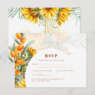 Rustic Sunflowers Floral Wedding RSVP Postcard
