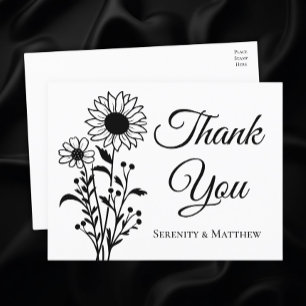 Rustic Sunflowers Floral Wedding Thank You  Postcard
