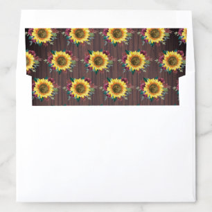 Rustic Sunflowers Floral Wood Envelope Liner