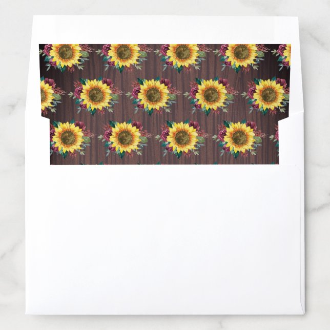 Rustic Sunflowers Floral Wood Envelope Liner (In Envelope)