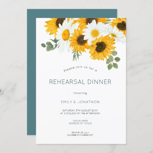 Rustic Sunflowers Florals Rehearsal Dinner Invitation