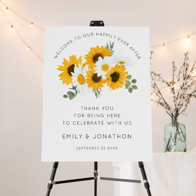 Rustic Sunflowers Florals Welcome to Wedding Foam Board (In Situ (Stand))