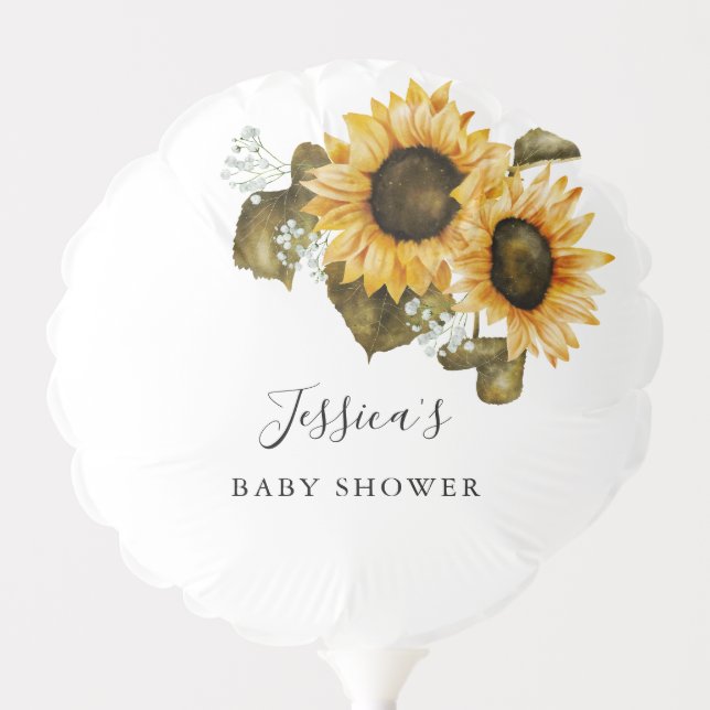 Rustic Sunflowers Gender Neutral Baby Shower Balloon (Front)