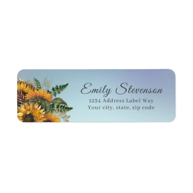 Rustic sunflowers & greenery return address label (Front)