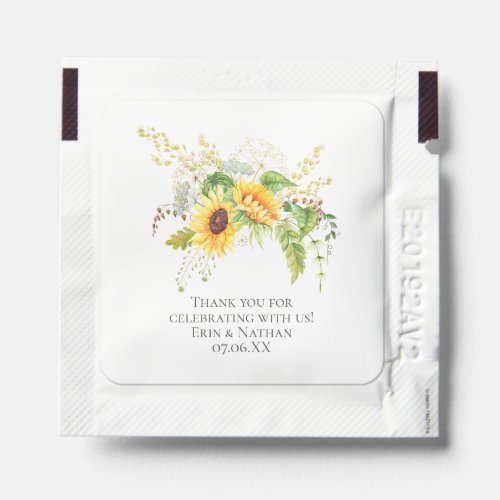 Rustic Sunflowers  Greenery Wedding Favors Hand Sanitizer Packet