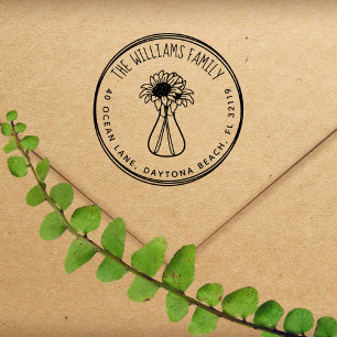 Rustic Sunflowers Handwritten Return Address Self-inking Stamp