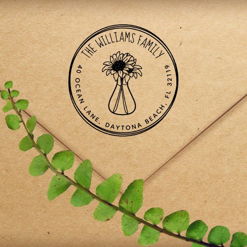 Rustic Sunflowers Handwritten Return Address Self_inking Stamp
