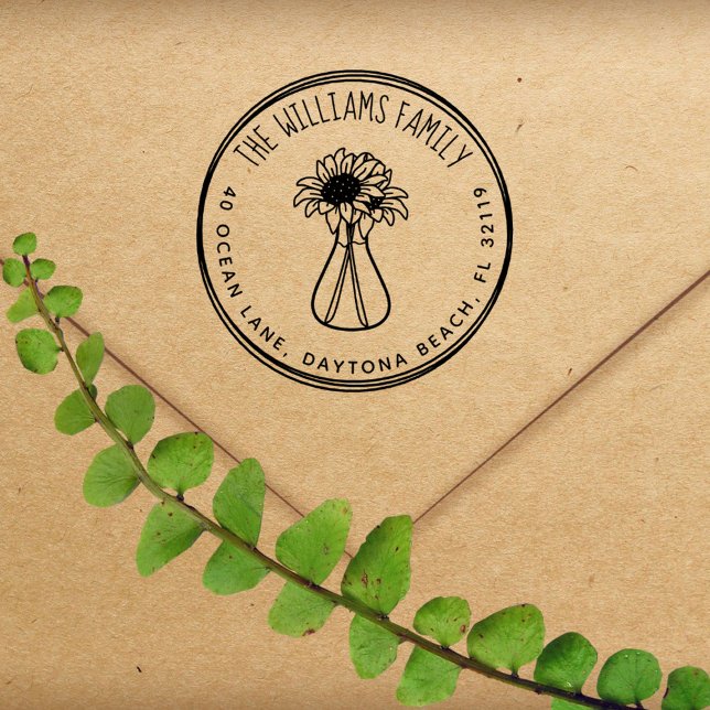 Rustic Sunflowers Handwritten Return Address Self-inking Stamp (Creator Uploaded)