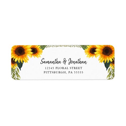 Rustic Sunflowers  Handwritten Style Label