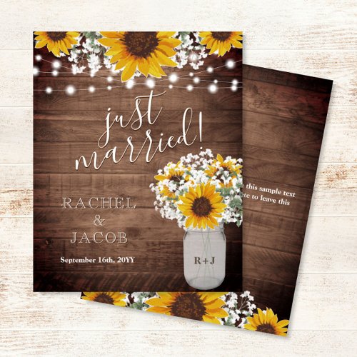 Rustic Sunflowers Jar Lights Wedding Invitation
