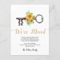 Rustic Sunflowers Key We Have Moved Moving  Announcement Postcard