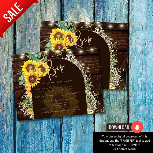 Rustic Sunflowers Lace Lights Arch Summer Wedding Postcard