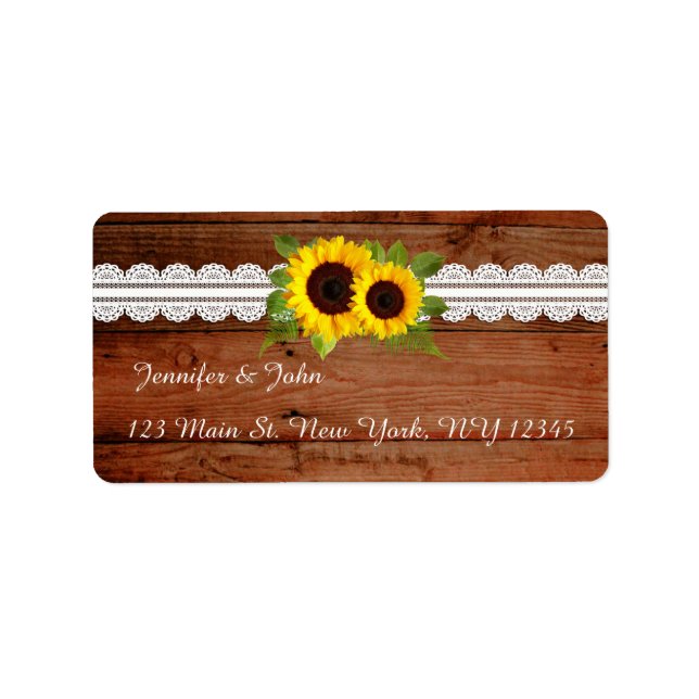Rustic Sunflowers Lace Return Address Labels (Front)