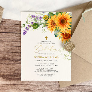 Rustic Sunflowers & Lavander Dedication Invitation