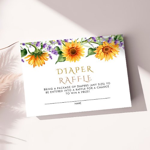 Rustic Sunflowers  Lavander Diaper Raffle Card