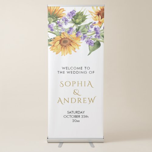Rustic Sunflowers  Lavander Wedding Retractable Banner