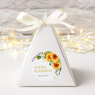 Rustic Sunflowers & Lavander Wedding Round Sticker