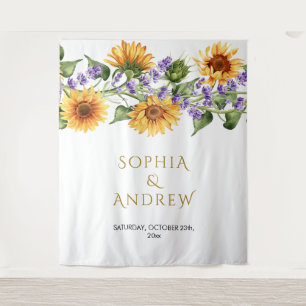 Rustic Sunflowers & Lavander Wedding Tapestry