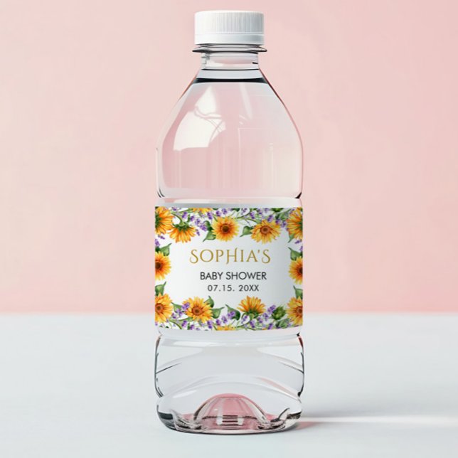 Rustic Sunflowers & Lavender Baby Water Labels (Creator Uploaded)