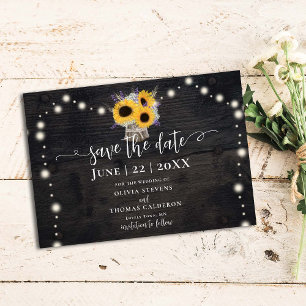 Rustic Sunflowers Lavender Barn Wood Wedding Save The Date