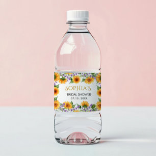Rustic Sunflowers & Lavender Bridal Water Labels