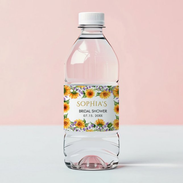 Rustic Sunflowers & Lavender Bridal Water Labels (Creator Uploaded)