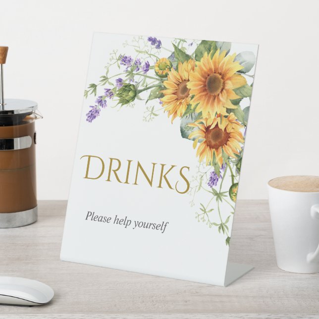 Rustic Sunflowers & Lavender Shower Drinks Sign (In SItu)
