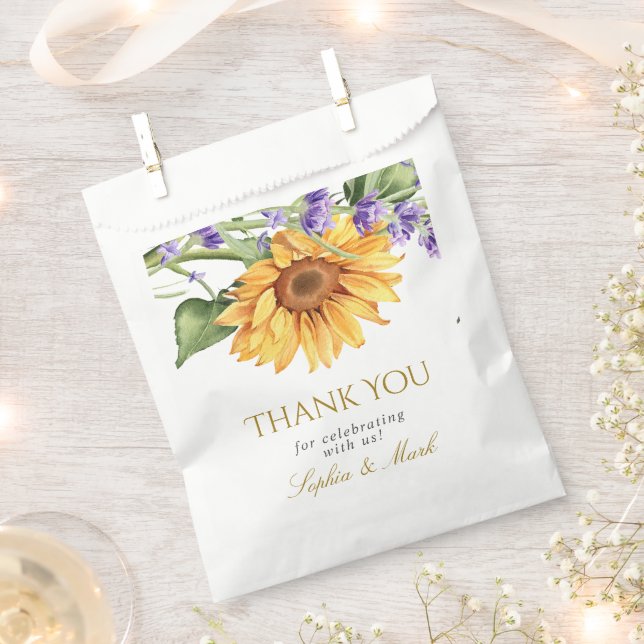 Rustic Sunflowers & Lavender Wedding Favor Bag (Clipped)