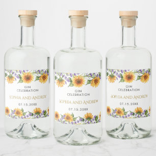 Rustic Sunflowers & Lavender Wedding  Liquor Label