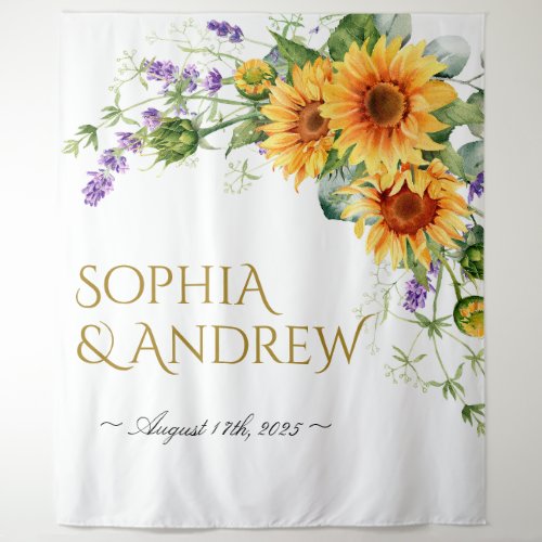 Rustic Sunflowers  Lavender Wedding Tapestry