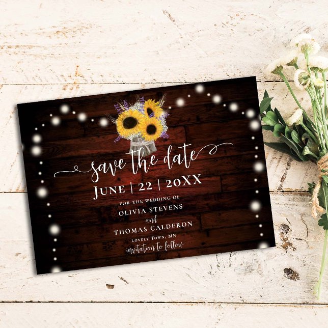 Rustic Sunflowers Lavender Wheat Barn Wedding Save The Date (Creator Uploaded)