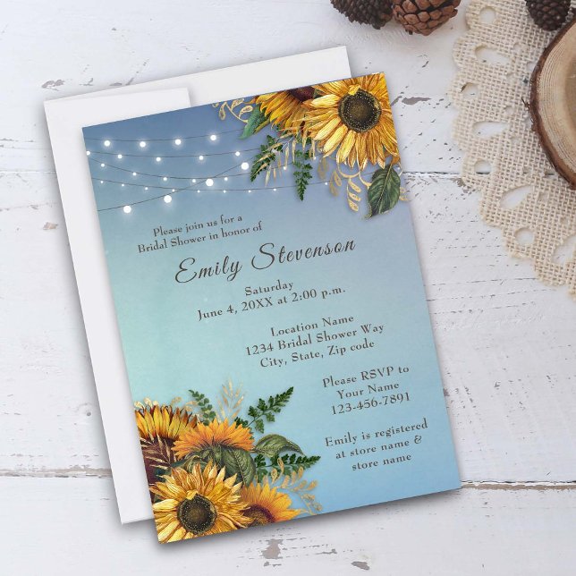 Rustic sunflowers, leaves Bridal Shower Invitation (Creator Uploaded)