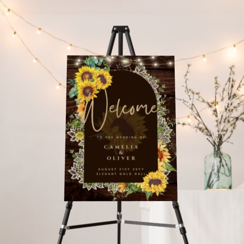 Rustic Sunflowers Lights Lace Arch Wedding Foam Board