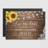 Rustic Sunflowers Lights Save the Date Magnet (Front/Back)