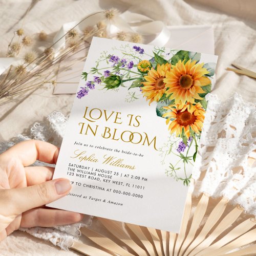Rustic Sunflowers Love Is in Bloom Bridal Shower  Invitation