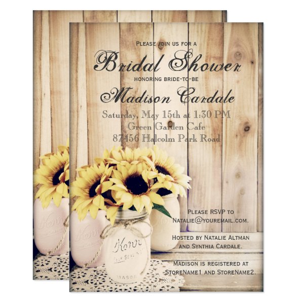 256604998044917177 Rustic Sunflowers Mason Jar Bridal Shower Invites