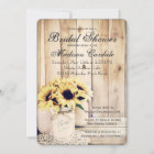 Rustic Sunflowers Mason Jar Bridal Shower Invites