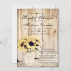 Rustic Sunflowers Mason Jar Bridal Shower Invites