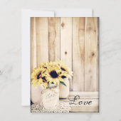 Rustic Sunflowers Mason Jar Bridal Shower Invites (Back)